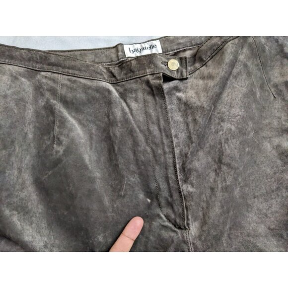 Bagatelle Pants Brown Suede 100% Leather Straight Leg Lined Womens Size 26W - Picture 3 of 12
